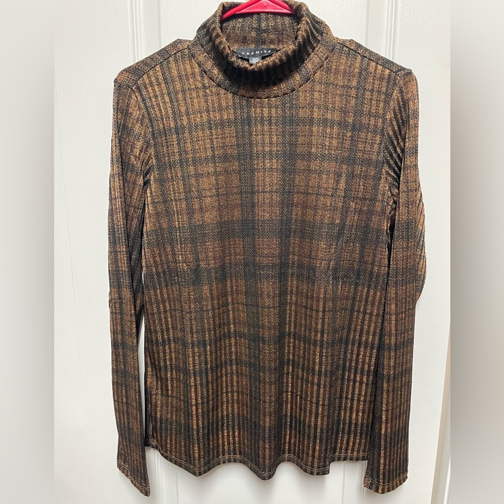 Premise Brown Plaid Turtleneck Sweater